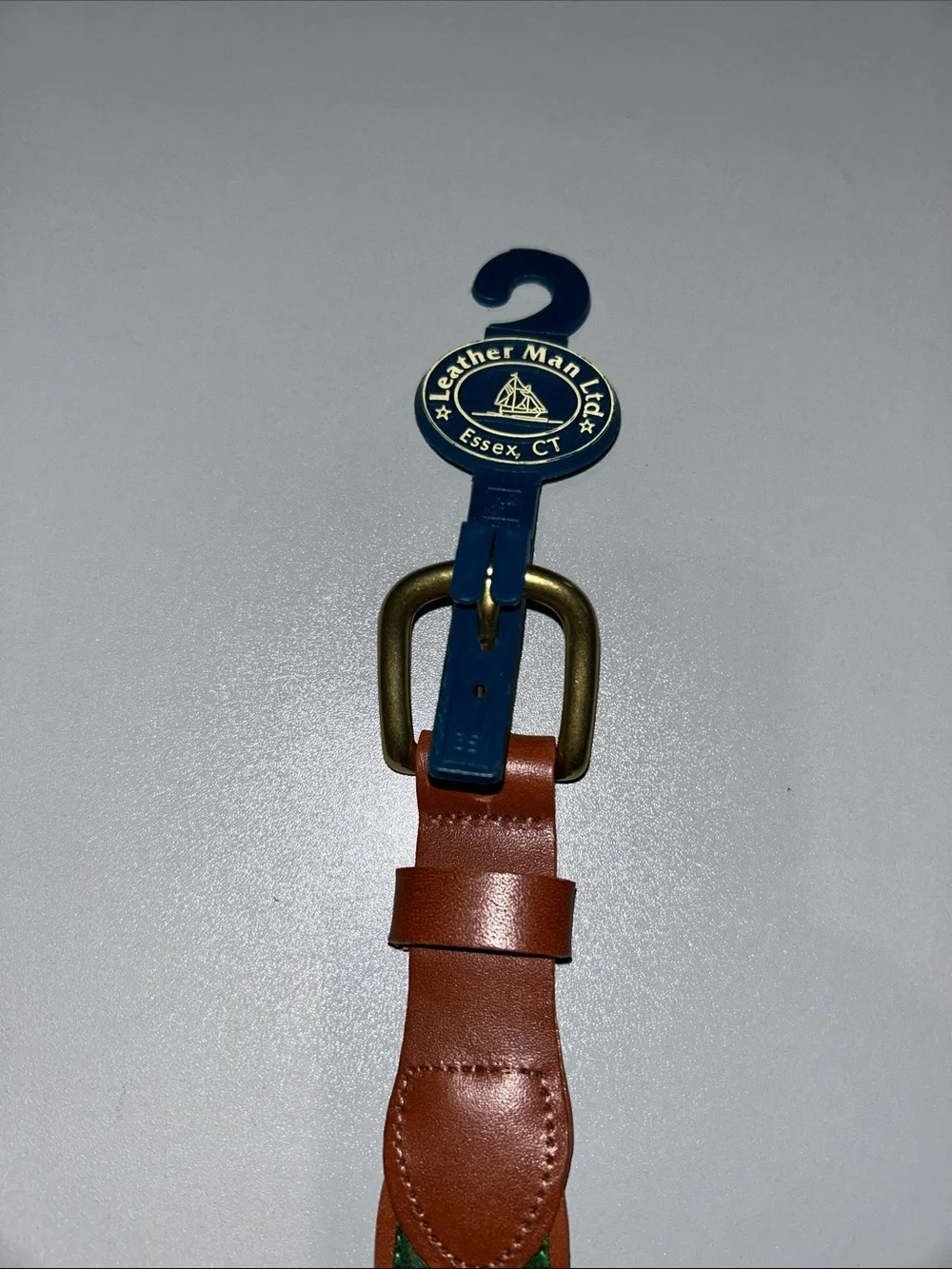 Leather Man Exxex CT Hunting dog Brown and Green Canvas Belt Sz 36